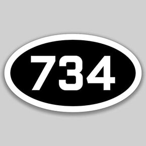 734 Area Code Sticker Michigan Ann Arbor Canton Garden City City Pride Love | 5-Inches by 3-Inches | Premium Quality Vinyl UV Resistant Laminate PD2519