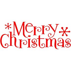 Merry Christmas Holiday Vinyl Lettering Wall Decal Sticker (3"H x 7"L, Set of 4, Black)