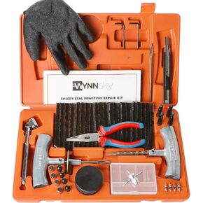 WYNNsky Heavy Duty Tire Repair Tools Kit - 54 Pcs Flat Tire Plug Kit for Motorcycle, ATV, Jeep, Truck, Tractor