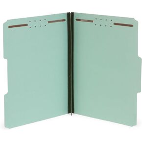 Blue Summit Pressboard File Folders, 2 inch Expansion Pressboard Folders Letter Size, Pressboard Folders with Fasteners, Gray/Green – 25 Pack