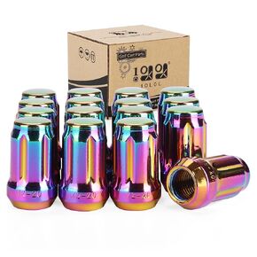Golf Cart Chrome Wheel Lug Nuts 1/2"-20 for EZGO TXT RXV & Club Car DS Precedent Black (16 Pack),OEM# 14723-G1, 1010984, 14723-G1