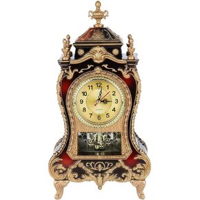 ZJchao Antique Clock, Vintage European Desk Clock, 12 Music Chime Antique Desk Clock, Wall Clock with Pendulum and Chimes for Home Decoration