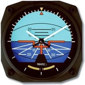 Trintec Artificial Horizon Clock 6.5" Square Novelty Aviation
