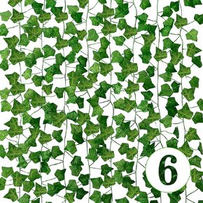 Sggvecsy 6 Pack 42Ft Fake Vines Fake Ivy Leaves Artificial Ivy Leaf Plants Artificial Ivy Garland Greenery Hanging Plants Vines for Wedding Wall Party Home Room Kitchen Garden Decor