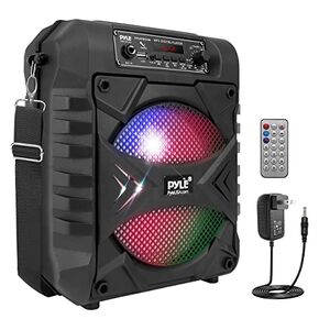 Pyle Portable Bluetooth PA Speaker System - 300W Rechargeable Indoor/Outdoor Bluetooth Speaker Portable PA System w/ 8" Subwoofer, AUX, Microphone in, Party Lights, MP3/USB, Radio, Remote PPHP854B