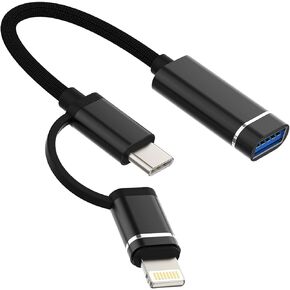 OTG cord Compatible with iPhone Type USB C Compatible for lightning male to USB Female Adapter Cable for Apple IPhone15 Pro Max Plus ipad 10、Air4/5、Mini6、Pro 12.9 X xs 8 7 MacBook LG Camera Mouse MIDI