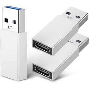 USB C Female to USB Male Adapter (3-Pack), USB3.0 A to USB C Adapter, Wansurs One-Sided SuperSpeed Data Sync & Fast Charging - Compatible with Laptop, PC, Charger, Power Bank, Quest Link (Silver)