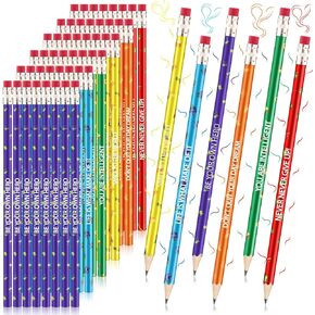 48 Pieces Fruit Scent Inspirational Pencils Student Colorful Fruit Pencils Kids Motivational Graphite Pencil Cylinder Wood Colored Pencils with Eraser Christmas Gift for School Supply (Cute Style)