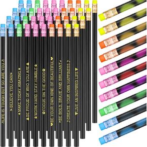 80 Pcs Color Changing Mood Pencil Inspirational Pencils for Student with Motivational Sayings Kindness Fun Pencils for Graduation Gift Teacher Award for Kids(Black, Inspirational Style)