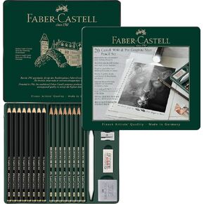 Castell 9000 & Pitt Graphite Matte Pencil Set, Tin of 20 - #115224