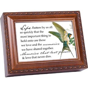 Cottage Garden Memories That Last Forever Woodgrain Rope Trim Music Box Plays Wind Beneath My Wings