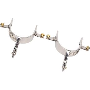 Zerodis 2Pcs Horse Spurs Stainless Steel Western Cowboys Spurs with Rotating Gear for Equestrian Enthusiastic Simple Riding with Rotatable Spur Plated Wholesale All Around Walking