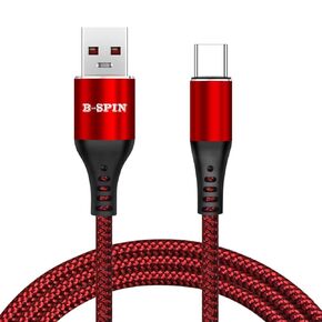 USB A to Type C 5A Cable [Supporting Data Transfer] [Compatible for Android, Samsung, iPhone 15 Series] Fast Charging Heavy Duty Nylon Braided Cord (Black, 0.5 m)