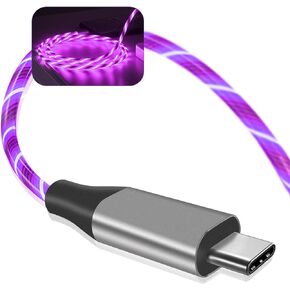 USB C Cable 6ft, Led USB A to USB C Charger Cable Fast Charge, Light Up USB A to Type C Charger Cord for Samsung Galaxy S10 S10+ / Ultra S22 S21 S20 A13 A53 S10 Note 20 (Blue)