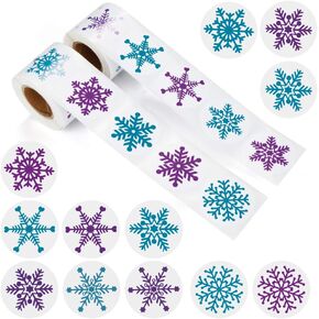 Multiple Snowflakes Stickers 1000 PCS Xmas/Winter Wonderland/Holiday Party Favors Decorations Cards Envelope Seals Sticker Decals,12 Different Design(Christmas Snowflake)