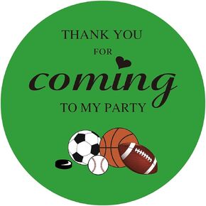 MAGJUCHE Sports Thank You Stickers, Kids All Sports Themed Birthday Party Favor Sticker Labels, 2 inch, 40-Pack