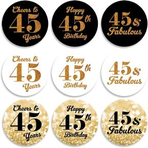 270 PCS Black Gold 60th Birthday Stickers,9 Design Self Adhesive Circle Label Stickers, Birthday Envelope Seals Candy Stickers,Birthday Party Chocolate Stickers,Candy Stickers.（035） (100)