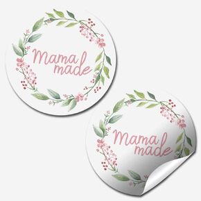 Pretty Floral Mama Made Business Thank You Customer Appreciation Sticker Labels for Small Businesses, 60 1.5" Circle Stickers by AmandaCreation, Great for Envelopes, Postcards, Direct Mail, & More!