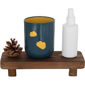 Small Wood Pedestal Soap Stand,Small Wood Risers for Decor, Wood Pedestal Stand for Farmhouse Decor, Wooden Riser Stand for Bathroom Home Kitchen,(Stain Color)