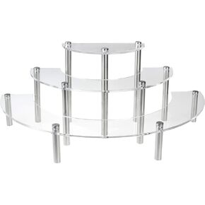 MyGift Premium Clear Acrylic 3 Tier Dessert and Cupcake Stands with Silver Metal Legs and Semicircle Design, Tabletop Display Riser Rack, 3-Piece Set