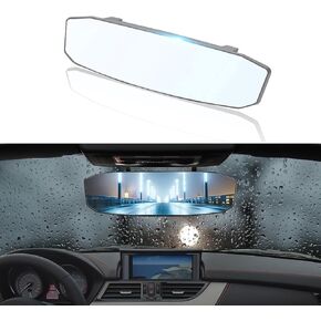 Ziciner Car Rear View Mirror, 11'' Interior Clip-on Panoramic Wide Angle Rearview Mirror, Anti-Glare Extended Mirror, Universal Vehicle Interior Accessories for Car, SUV, Truck (Silver#1)