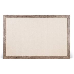U Brands Linen Bulletin Board, 47"x35", Rustic Wood Style Frame, Industrial Grade Pinning Surface