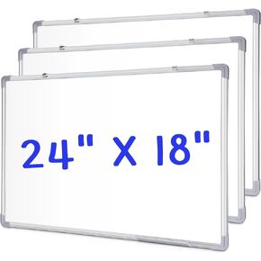 3 Pack Dry Erase Boards, Magnetic Dry Erase White Board Silver Aluminum Framed Whiteboard Message Presentation Board White Board Bulk Wall Mounted Board for School Office and Home (24 x 18 Inch)