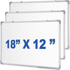 3 Pack Dry Erase Boards, Magnetic Dry Erase White Board Silver Aluminum Framed Whiteboard Message Presentation Board White Board Bulk Wall Mounted Board for School Office and Home (24 x 18 Inch)