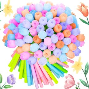 Tinlade 200 Pcs Color Changing Flower Gel Pens Bulk Mother's Day Creative Gifts 0.5mm Black Ink Cute Kawaii Ball Point Pens for Kids Office School Supplies Prize Student Party Favor
