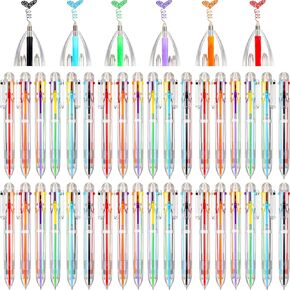 Handepo 150 Pcs 6 in 1 Multicolor Ballpoint Pen Bulk 0.5 mm 6 Color Retractable Ballpoint Pack Colorful Ink Rainbow Pen Supplies Party Favors for Office School Teacher Gift Carnival Reward