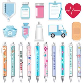 Ctosree 20 Pcs Mini Funny Nurse Sticky Notes and Ballpoint Pens Nursing Student Essentials School Gifts Sticky Note Pads Funny Ballpoint Pens for Medical Students Hospital School Supplies Favors