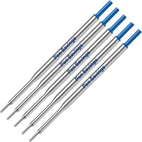 5 Pen Savings Ballpoint Pen Refills Compatible with Papermate Lubriglide, Aspire, PhD Pens, Medium Point, Bulk Packed (Blue)