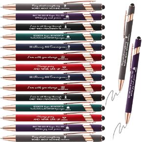 Fumete 21 Pcs Bible Verse Ballpoint Pens Christian Stylus Pen with Inspirational Quotes Bible Verse Pens Bulk Gift for Touch Screens Women Men Church Gift Sunday School Student Teacher Favor Office