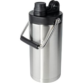 إبريق ماء معزول سعة 64 أونصة، زجاجة مياه مزدوجة الجدار من الفولاذ المقاوم للصدأ نصف جالون مع مقبض، خالية من مادة BPA تحافظ على البرودة 48 ساعة ساخنة 24 ساعة، فم واسع للرياضة والسفر والتخييم، أسود in Kuwait