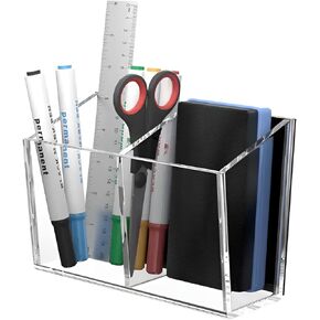 Clear Acrylic Magnetic Dry Eraser Marker Holder, Transparent Magnetic Whiteboard Marker Holder Magnetic Acrylic Pen Holder Pencil Cup Holder for School Office Locker Whiteboard Refrigerator
