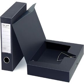 HUA JIE 2 Pack A4 Storage File Boxes Archives Case,65mm Spine,Box File Document Storage Box for Office School -Black
