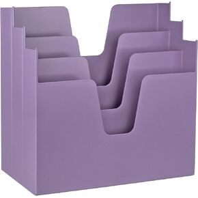 Acrimet Horizontal Triple File Folder Holder Incline Desktop Organizer Hanging File Box Letter Size (Solid Purple Color)