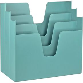 Acrimet Horizontal Triple File Folder Holder Incline Desktop Organizer Hanging File Box Letter Size (Solid Green Color)
