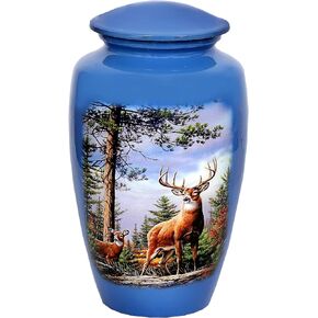 HLC Cremation Urn, Adult Urns for Ashes - Grazing Deer Adult Handcrafted - Affordable Urn for Ashes (Adult (200 lbs) – 10.5 x 6 “, with Nice Velvet Bag