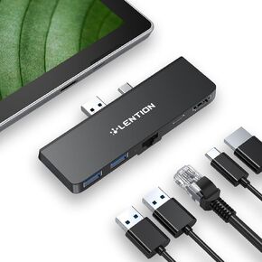 LENTION Surface Pro 7 USB C Hub Docking Station,5-in-1 Microsoft Surface Pro 7 Hub,4K@60Hz HDMI Port,USB C to Gigabit Ethernet Hub,2 USB 3.0 Hub,PD Type C Charging Port Hub(CS35,Black)