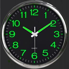 12 Inch Night Light Wall Clock, Silent Non-Ticking Quartz Wall Clocks, Large Luminous Function Numbers and Hands, Easy to Read Both Day and Night
