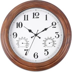 14 Inch Wooden Wall Clock, Retro Wood Wall Clocks Battery Operated, Large Silent Sweep Movement Accurate Wall Clock for Living Room Bedroom Housewarming Xmas New Year Present