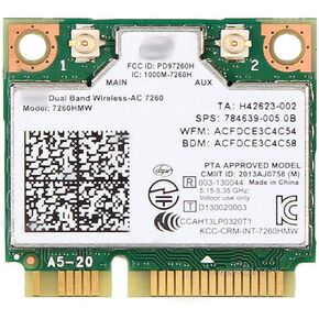 Mini pcie WiFi Card Dual Band Wireless AC 7260 PCI Express Network Card 802.11ac 2x2 Wi-Fi 7260hmw Bluetooth 4.0 Half WiFi Card for Laptop Desktop