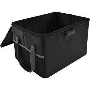 File Box with Lock, Storage File Boxes Safe Box Fireproof Waterproof Document Box Collapsible Storage Filing Box Collapsible Rolling File Storage Organizer Box with Lock and Zippers for Office Home (15.6x12.2x10.0 inch)