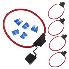 12V 12 Gauge Inline Fuse Holder with 15 AMP ATC Blade Fuses,Tinned Copper Wire Fuse Holder for Car Truck Boat Motorcycle (5pack)