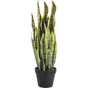 Artificial Snake Plant 26 inches Fake Sansevieria Artificial Potted Plants for Indoor and Outdoor, Home, Office Decoration