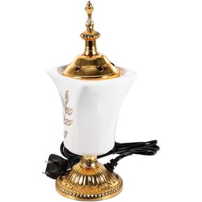Zerodeko Plug-in Incense Burner Oud Frankincense Resin Burner Bakhoor Burner Electric Arabic Incense Burner Incense Holder Incense Stick Burner Plug in Charcoal Stove Ceramic White
