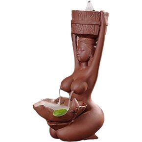 حامل البخور الجذاب الأنثوي ذو تدفق خلفي من السيراميك، بورسلين، مصنوع يدويًا، للمنزل والمكتب - نقطة التحدث المثالية - ارتفاع 8 1/4 بوصة (8.25 بوصة / 210 مم) in Kuwait