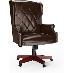 High Back Leather Executive Office Chair, 330LBS Heavy Duty Ergonomic Design Thick Padded Seat and Backrest, Button Tufted Styling Reclining Comfortable Desk Chair for Home, Executive, Office - Black