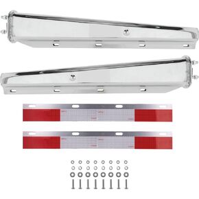 Chrome Mud Flap Hangers for Semi Trucks, All in One Kit - Bolt Spacing: 2.5" - Heavy Duty Type - Straight -w/Reflective Strips and All Hardware for mounting semi mud Flaps - 1 Pair (2 PCS)